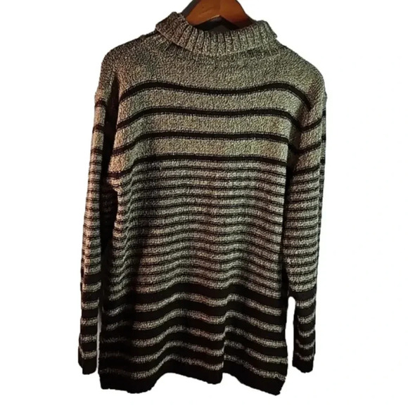 Carolyn Taylor Essentials Striped Turtleneck Tunic Sweater Size L - Picture 4 of 16